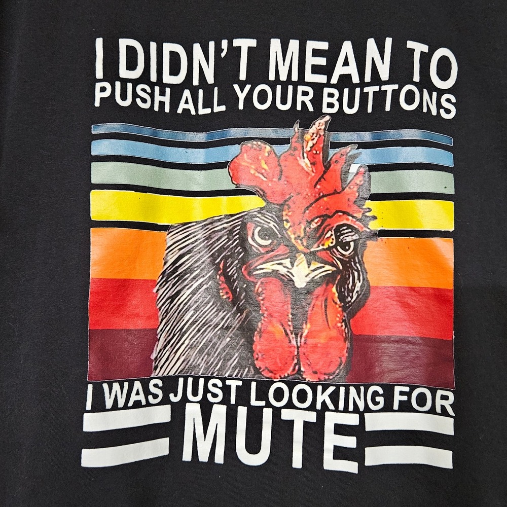 Gildan Softstyle Funny Rooster Graphic Tee Black 3XL I Was Looking For Mute